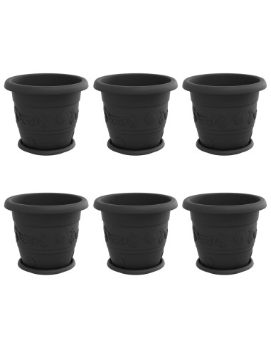 Vasi per Piante 6 pcs Nero Ø 30 x 25 cm Plastica