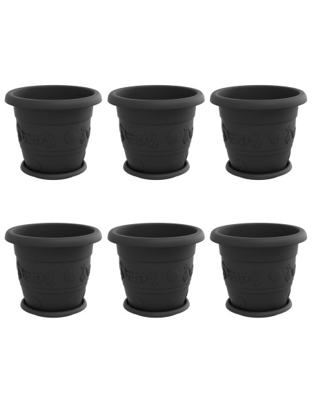 Vasi per Piante 6 pcs Nero Ø 30 x 25 cm Plastica