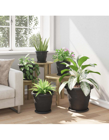 Vasi per Piante 6 pcs Nero Ø 30 x 25 cm Plastica