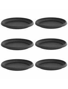 Vassoio Rotondo per Fiori 6 pcs Nero Ø 14 x 2 cm Plastica 2
