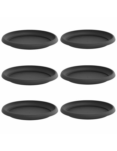 Vassoio Rotondo per Fiori 6 pcs Nero Ø 14 x 2 cm Plastica