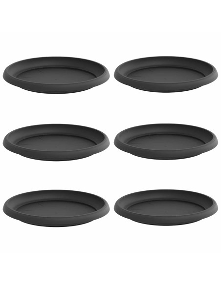 Vassoio Rotondo per Fiori 6 pcs Nero Ø 14 x 2 cm Plastica