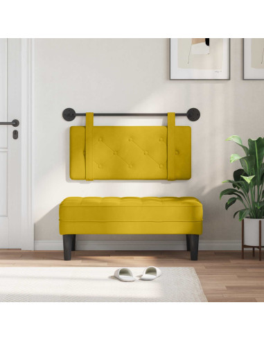 Testata appesa Montaggio a parete Giallo 90 x 55 x 5 cm Velluto