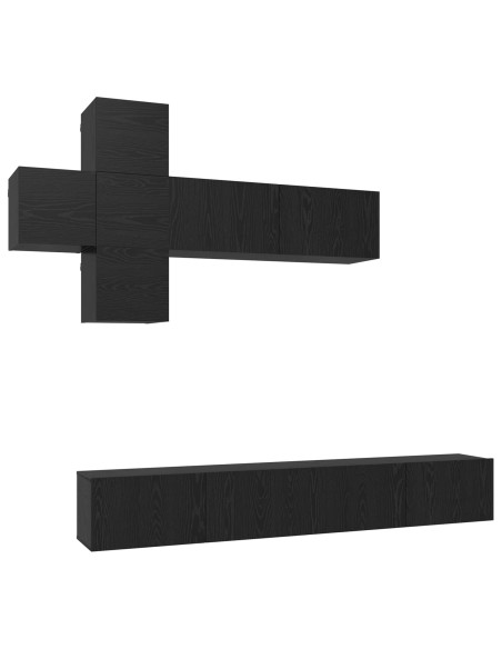 Set mobile TV 7 pcs Rovere Nero Legno ingegnerizzato