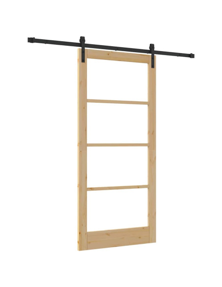 Porta scorrevole ORKDAL Naturale e Nero 93 x 202 cm
