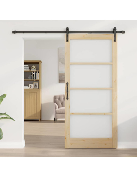 Porta scorrevole ORKDAL Naturale e Nero 93 x 202 cm