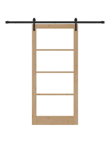 Porta scorrevole ORKDAL Naturale e Nero 93 x 202 cm