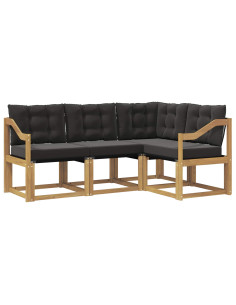 Set di divani da esterno con cuscino 4 pcs Bianco e Nero 2