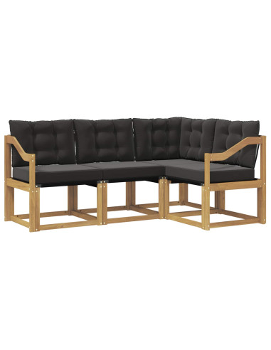 Set di divani da esterno con cuscino 4 pcs Bianco e Nero