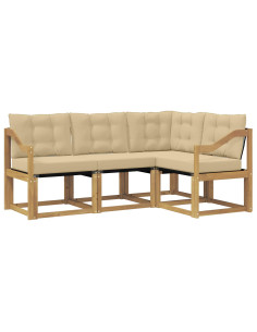 Set di divani da esterno con cuscino 4 pcs Bianco e Beige 2