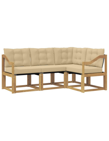 Set di divani da esterno con cuscino 4 pcs Bianco e Beige
