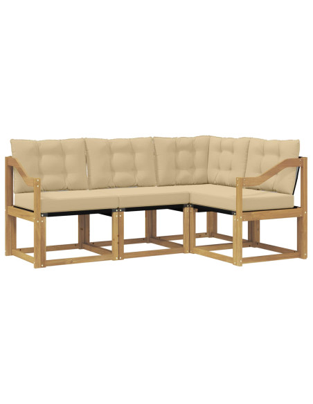 Set di divani da esterno con cuscino 4 pcs Bianco e Beige