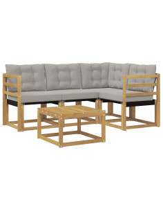 Set di divani da esterno 5 pcs Bianco e Grigio Chiaro 2