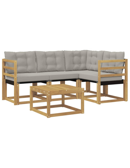 Set di divani da esterno 5 pcs Bianco e Grigio Chiaro