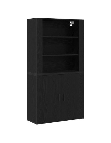 Credenza Rovere Nero 80 x 33 x 150 cm Legno multistrato