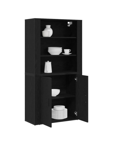 Credenza Rovere Nero 80 x 33 x 150 cm Legno multistrato