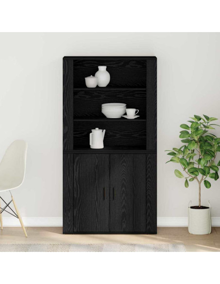 Credenza Rovere Nero 80 x 33 x 150 cm Legno multistrato