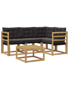 Set di divani da esterno con cuscino 5 pcs Bianco e Nero 2