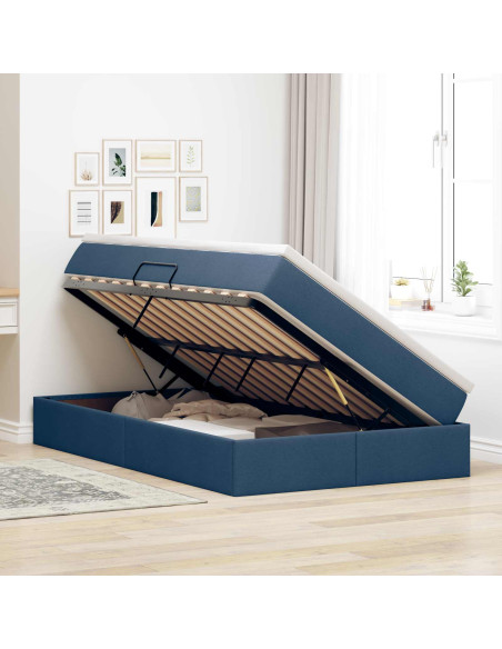 Letto con contenitore e materasso Blu 120 x 190 cm Poliestere