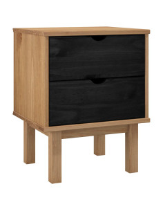 Comodino OTTA Nero 45 x 39 x 57 cm Legno Massello di Pino 2