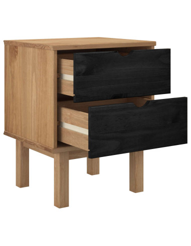 Comodino OTTA Nero 45 x 39 x 57 cm Legno Massello di Pino