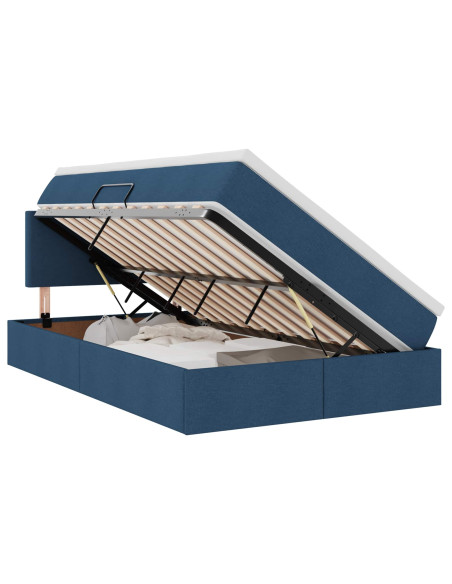 Letto con contenitore e materasso con testiera Blu 120 x 190 cm