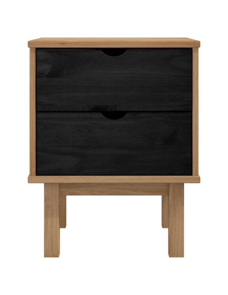 Comodino OTTA Nero 45 x 39 x 57 cm Legno Massello di Pino