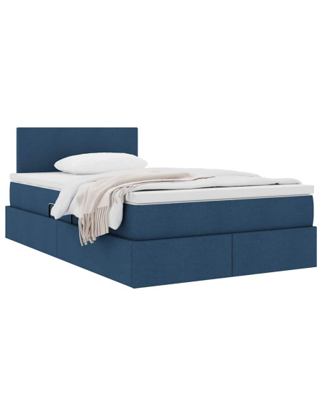 Letto con contenitore e materasso con testiera Blu 120 x 190 cm