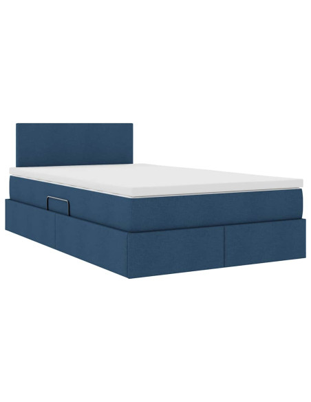 Letto con contenitore e materasso con testiera Blu 120 x 190 cm