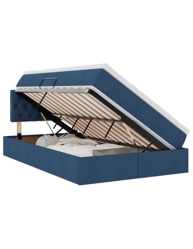 Letto con contenitore e materasso con testiera Blu 120 x 190 cm