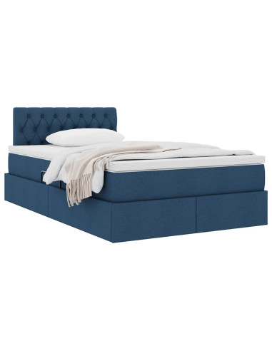 Letto con contenitore e materasso con testiera Blu 120 x 190 cm
