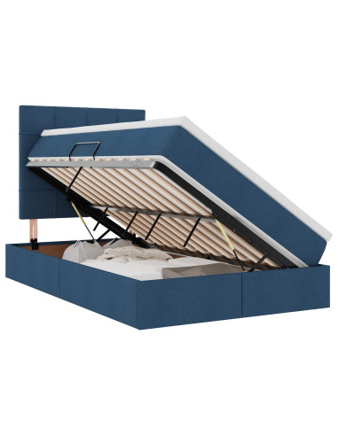 Letto con contenitore e materasso Blu 120 x 190 cm Tessuto