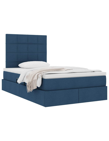 Letto con contenitore e materasso Blu 120 x 190 cm Tessuto
