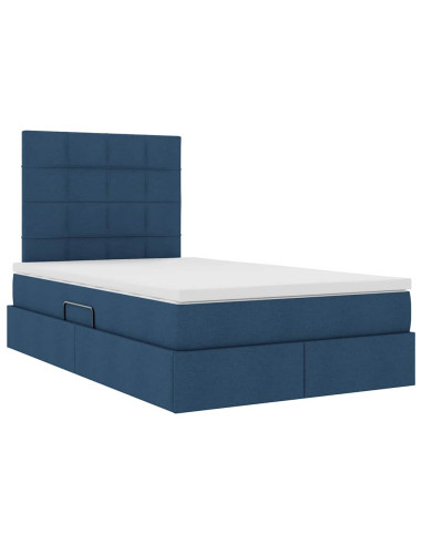 Letto con contenitore e materasso Blu 120 x 190 cm Tessuto