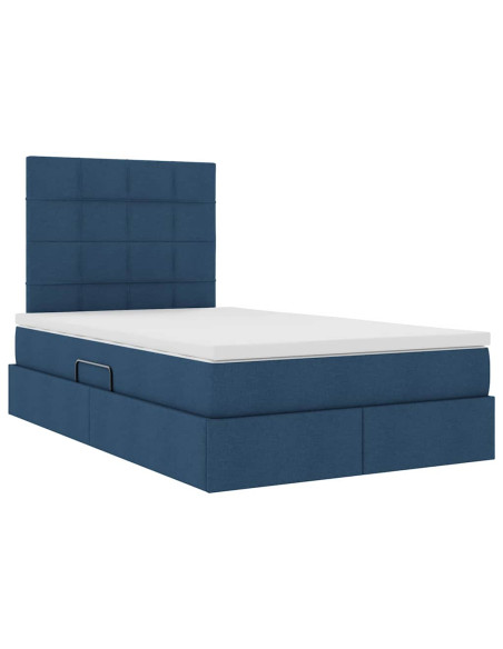 Letto con contenitore e materasso Blu 120 x 190 cm Tessuto