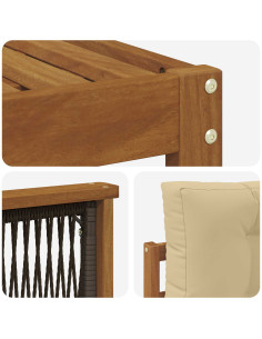 Set di divani da esterno con cuscino 7 pcs Naturale e Beige 2