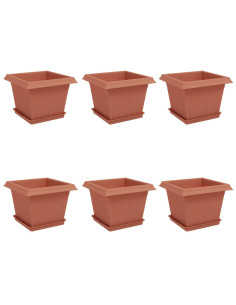 Vasi per Piante 6 pcs Rosso Mattone 23 x 23 x 17,5 cm Plastica 2