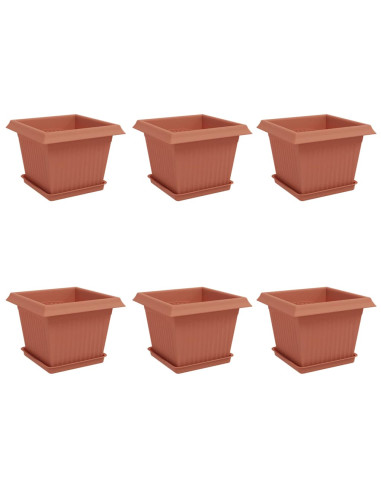 Vasi per Piante 6 pcs Rosso Mattone 23 x 23 x 17,5 cm Plastica