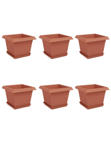 Vasi per Piante 6 pcs Rosso Mattone 23 x 23 x 17,5 cm Plastica