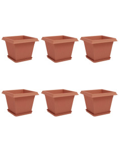 Vasi per Piante 6 pcs Rosso Mattone 28,5 x 28,5 x 22 cm 2