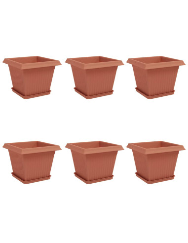 Vasi per Piante 6 pcs Rosso Mattone 28,5 x 28,5 x 22 cm