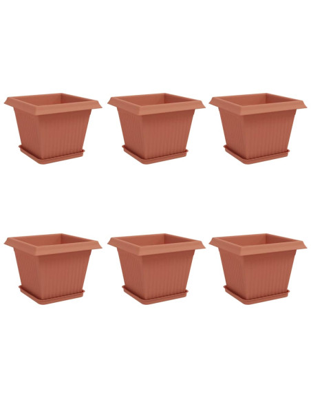 Vasi per Piante 6 pcs Rosso Mattone 28,5 x 28,5 x 22 cm