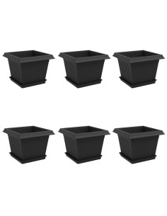 Vasi per Piante 6 pcs Nero 23 x 23 x 17,5 cm Plastica 2