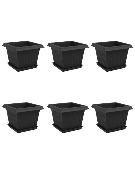 Vasi per Piante 6 pcs Nero 23 x 23 x 17,5 cm Plastica
