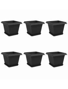 Vasi per Piante 6 pcs Nero 28,5 x 28,5 x 22 cm Plastica 2