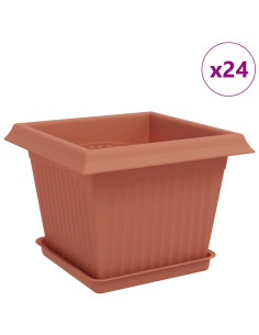 Vasi per Piante 24 pcs Rosso Mattone 23 x 23 x 17,5 cm Plastica 2