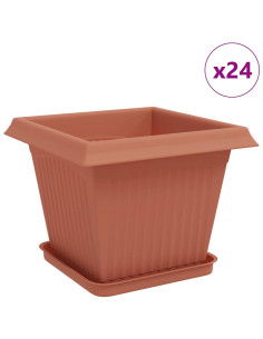Vasi per Piante 24 pcs Rosso Mattone 33 x 33 x 26 cm Plastica 2
