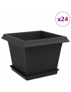 Vasi per Piante 24 pcs Nero 23 x 23 x 17,5 cm Plastica 2