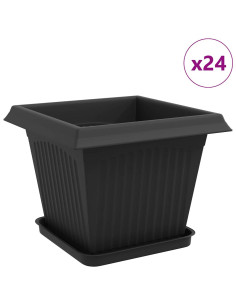 Vasi per Piante 24 pcs Nero 33 x 33 x 26 cm Plastica 2