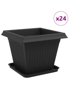 Vasi per Piante 24 pcs Nero 38 x 38 x 30 cm Plastica 2